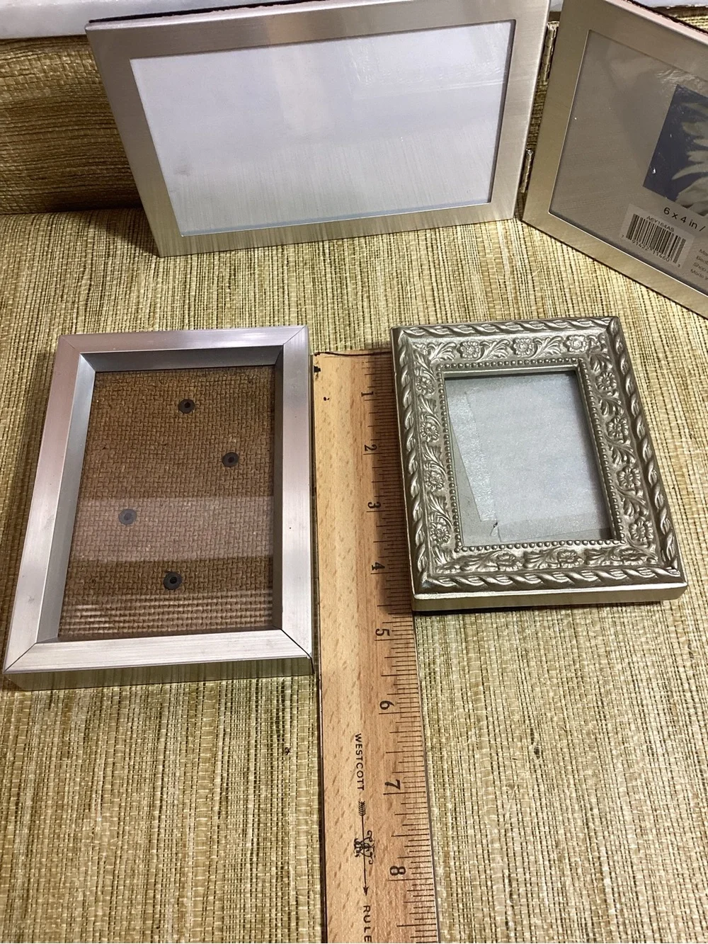 Mixed Silver Tone  Photo Frame Set Variety of Sizes lot of 4